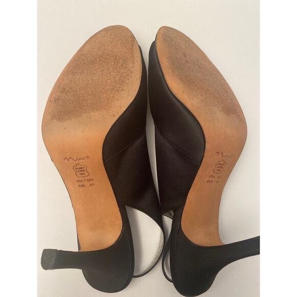 NINA Women's Black Open Toe Heels Rhinestone Accents Slingback Size 10 M EU 40 - Picture 6 of 8